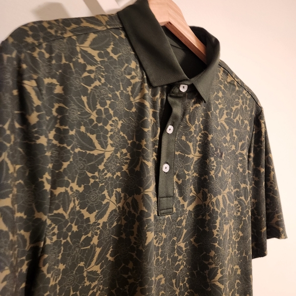Good Good Golf "Vintage Vines" Performance Polo Olive Green Floral Small - Picture 7 of 13